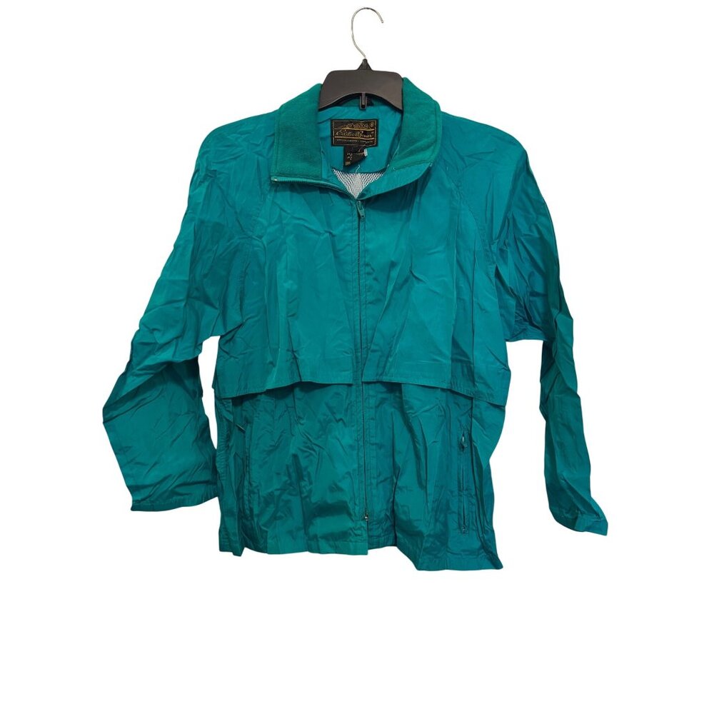 Vintage 90s Eddie Bauer Womens Teal Nylon Lightweight Windbreaker Jacket Size L
